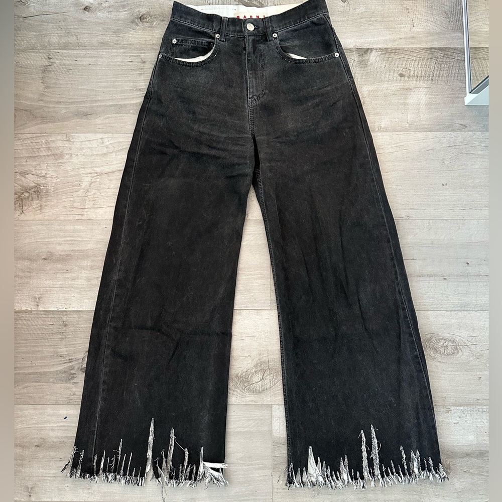Marni Wide Leg Raw Hem Jeans
